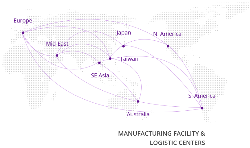 Our worldwide inventory control and tracking system coordinates inventory among our offices located in Taiwan, USA, Europe, Japan and China to ensure prompt delivery every time.